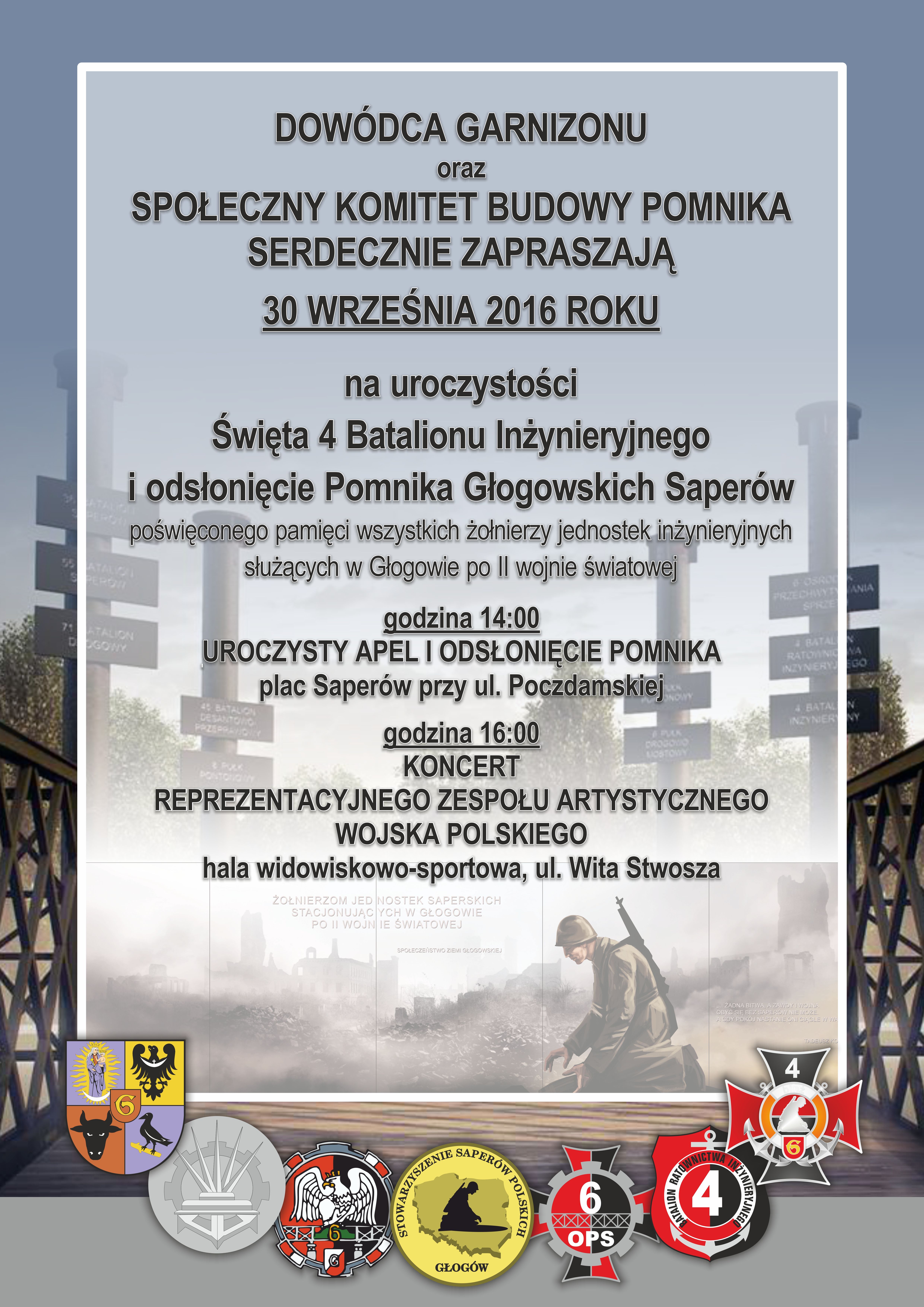 Ilustracja do artykuły: Odsłonięcie Pomnika Głogowskich Saperów.